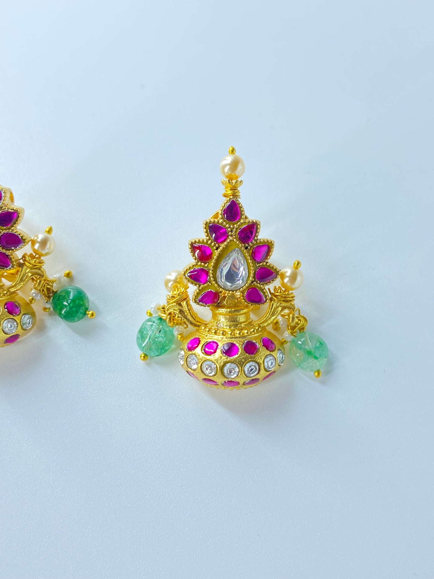 AKSHAYA PINK POLKI STUDS EARRINGS
