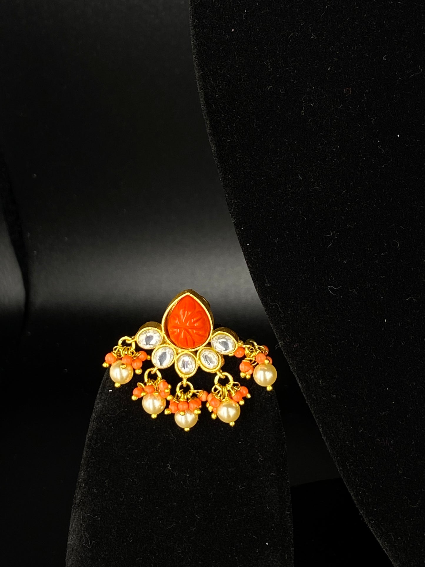 CORAL KUNDAN STUD EARRINGS