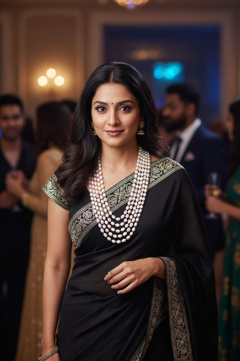 Pearls statement necklace of 5 layers