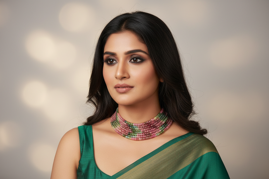 Tourmoline beads layer necklace