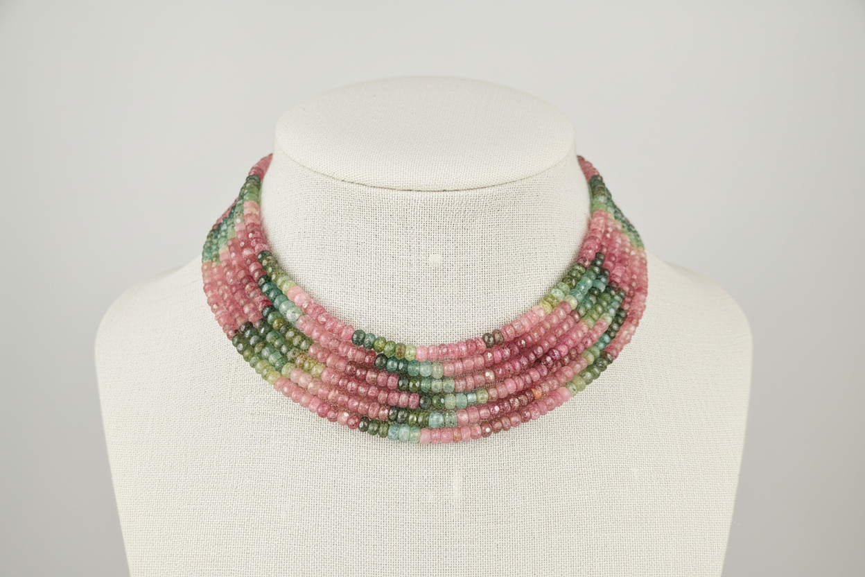 Tourmoline beads layer necklace