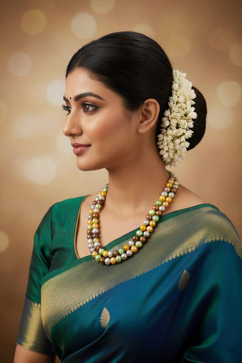 Multi colour pearls necklace