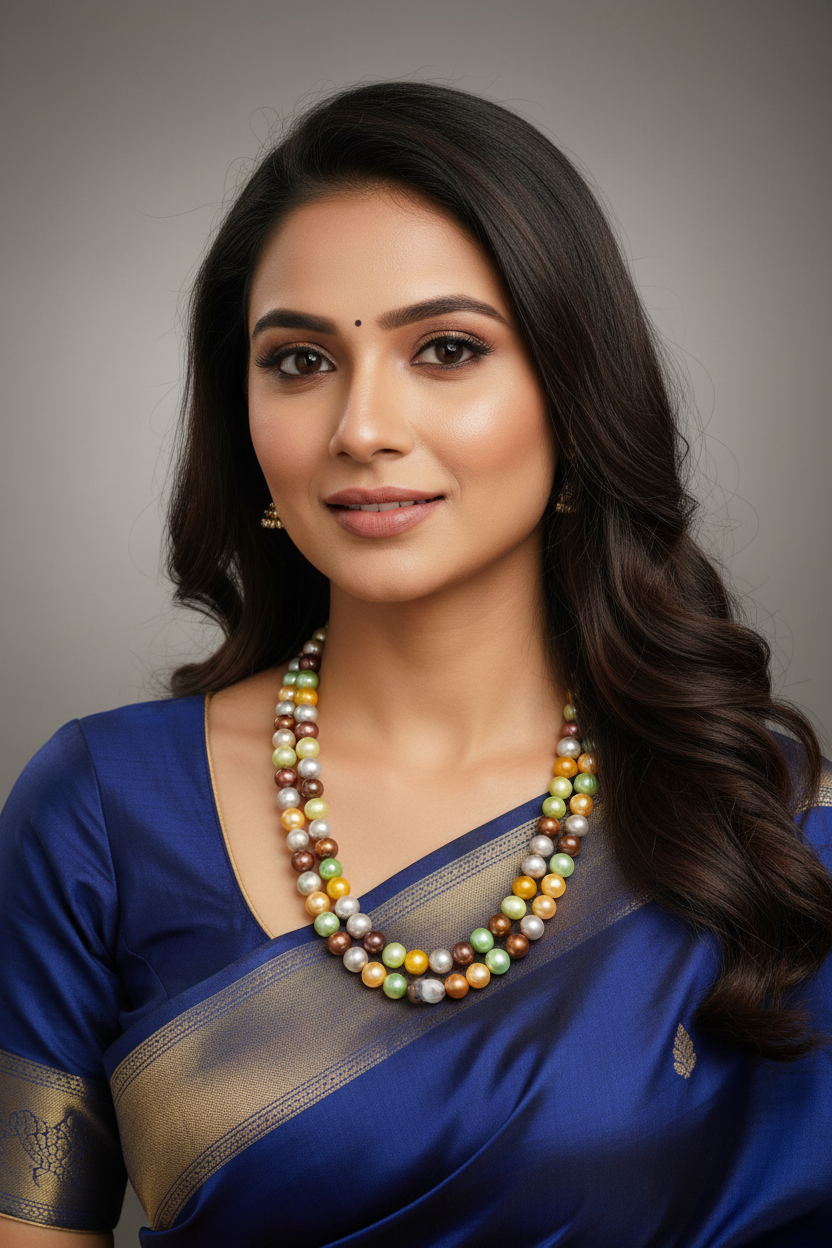 Multi colour pearls necklace