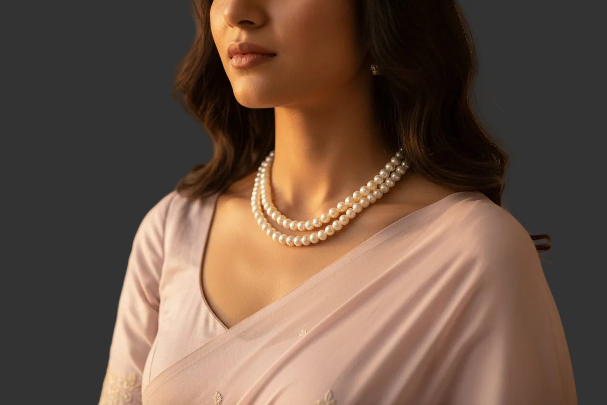 Pure pearls of 2 layers mala