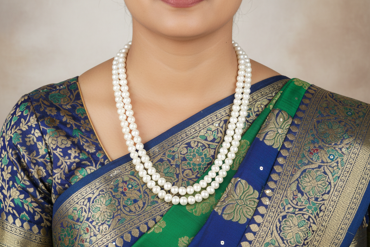 Natural pure pearls 2 layers necklace