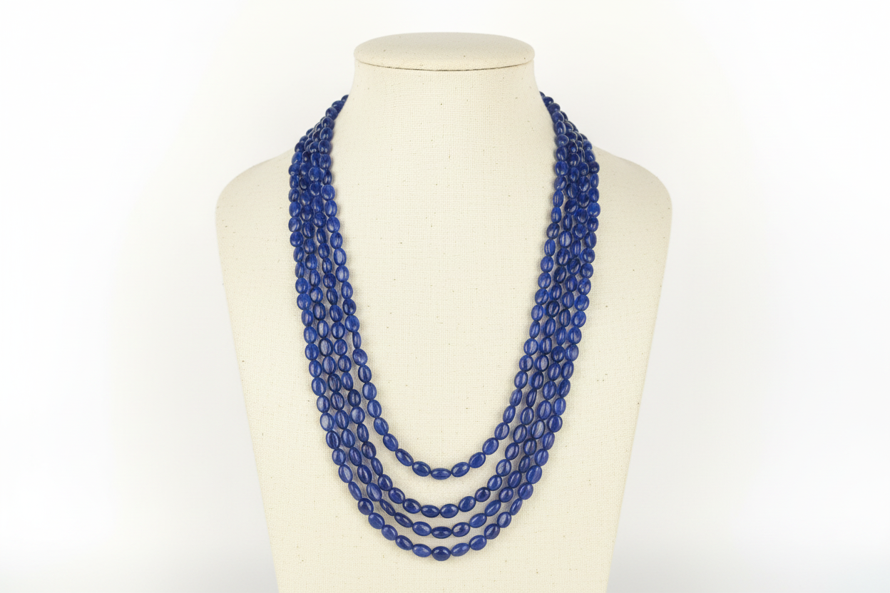 Blue sapphire necklace of 4 layers