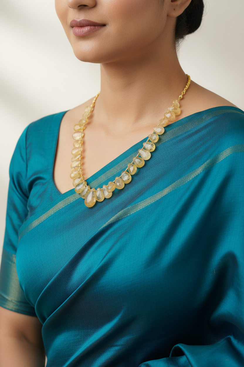 yellow Natural citrine beads necklace