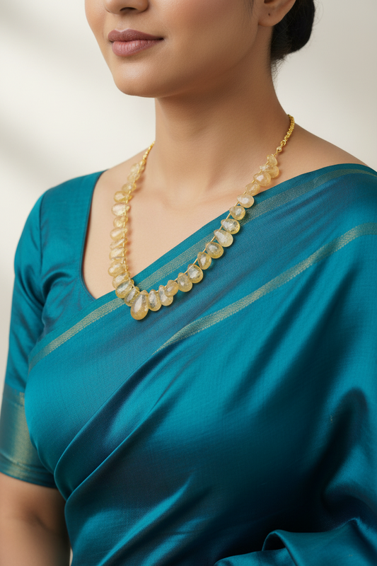 yellow Natural citrine beads necklace