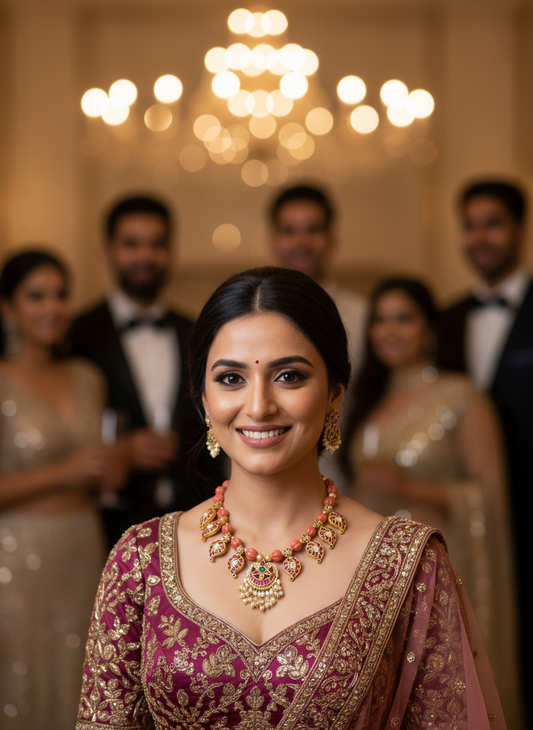 ANTIQUE PUMPKIN BEADS NECKLACE SET