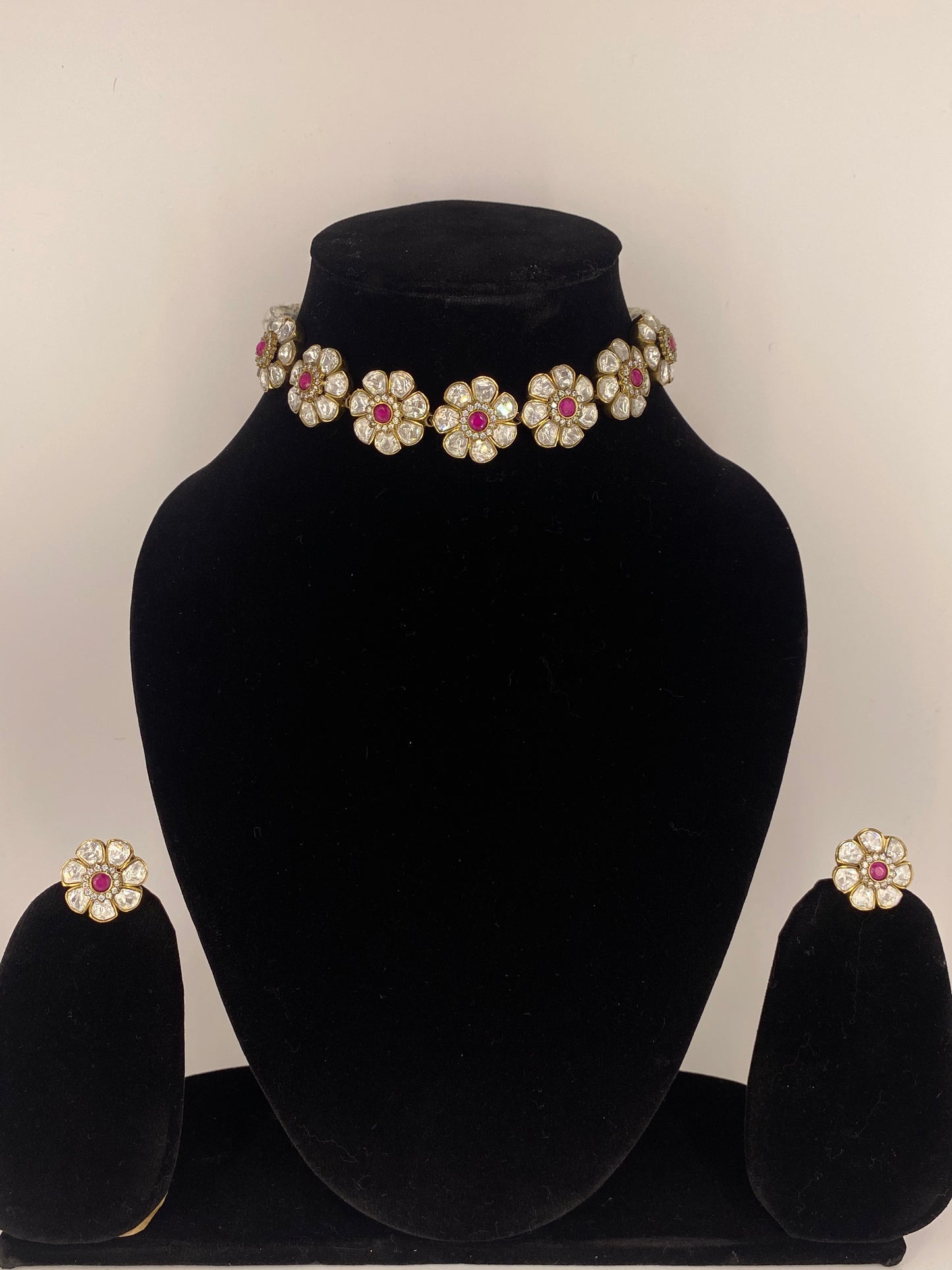 KUNDAN CHOKER NECKLACE SET WITH EARRINGS