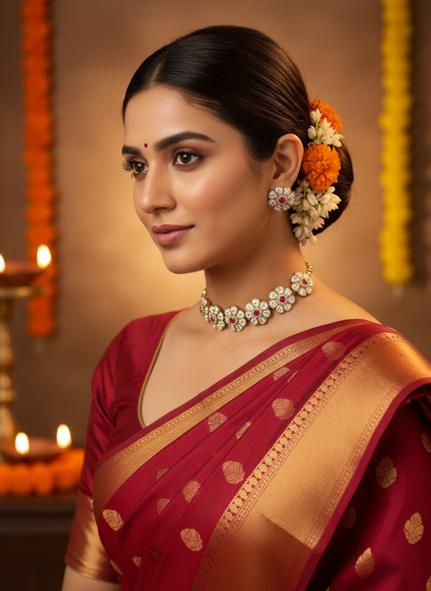 KUNDAN CHOKER NECKLACE SET WITH EARRINGS