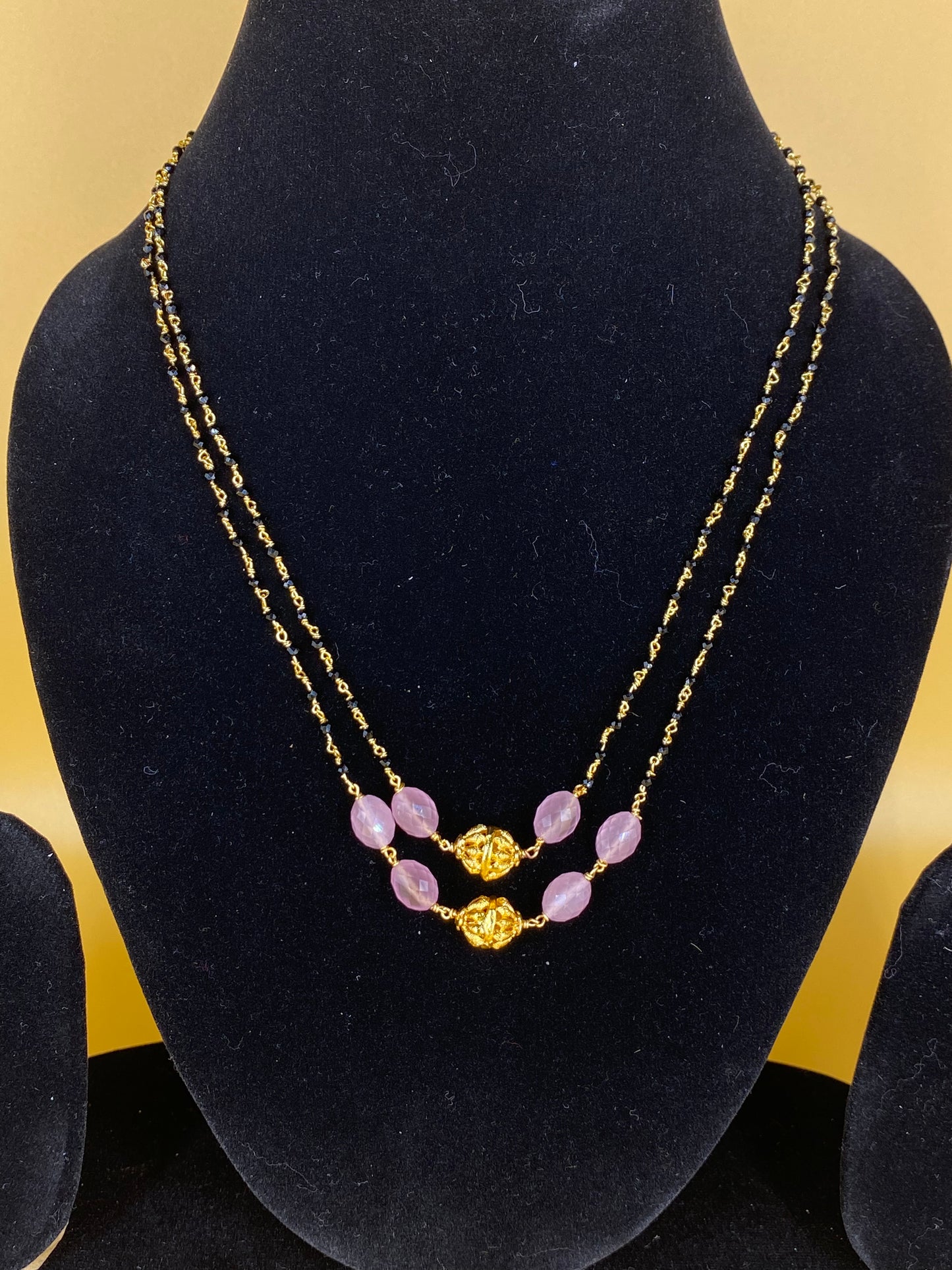 BLACK CRYSTAL BEADS NECKLACE SET