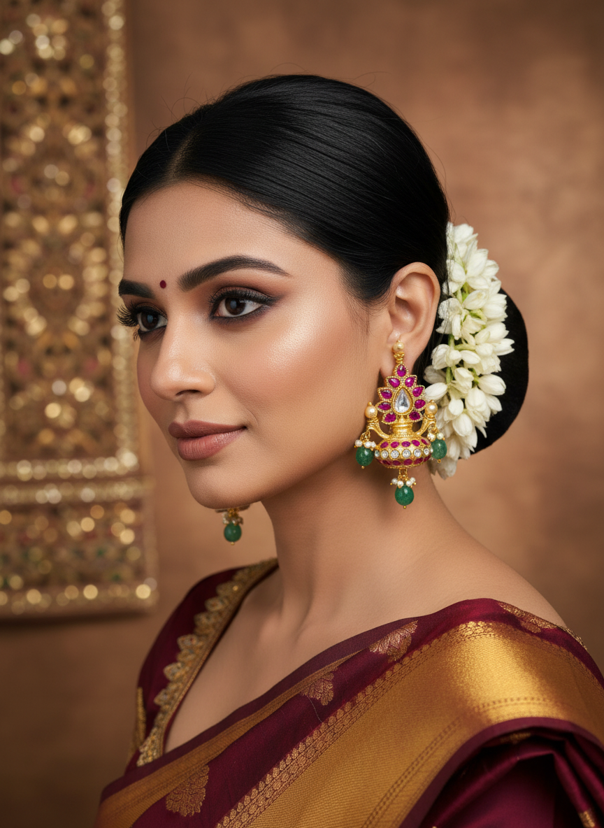 AKSHAYA PINK  POLKI STUDS EARRINGS