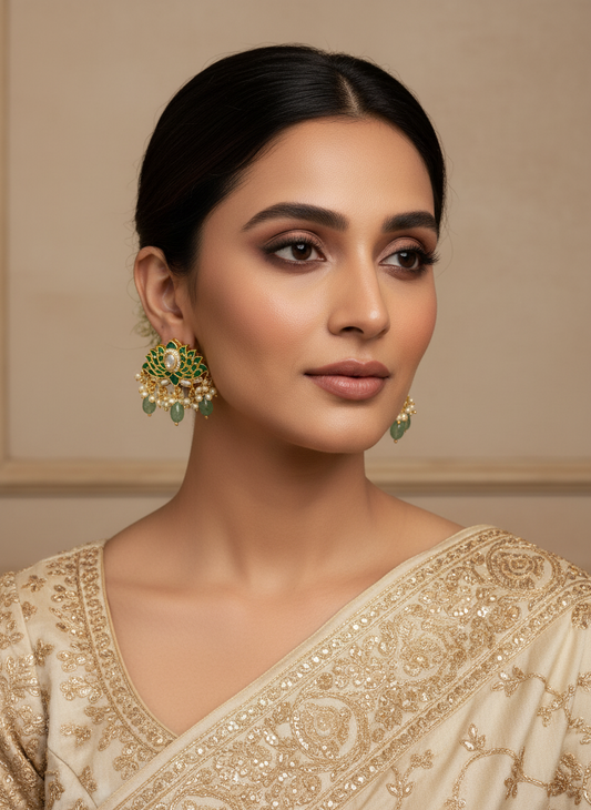 KAMALI GREEN KUNDAN EARRINGS