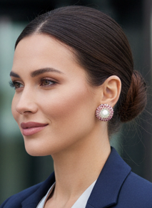 PINK PEARL STUD EARRINGS